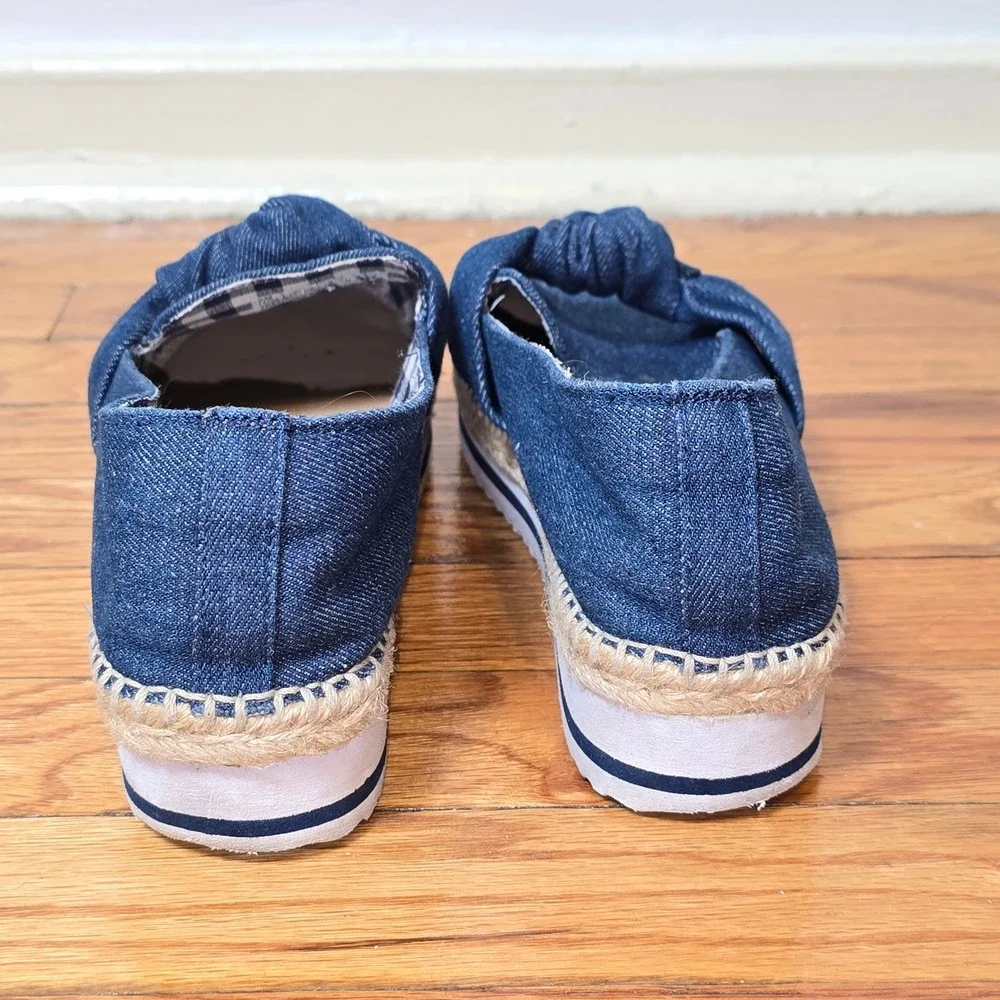 Esprit Hollis Shoe Platform Wedge Espadrille Womens 9 Blue Denim